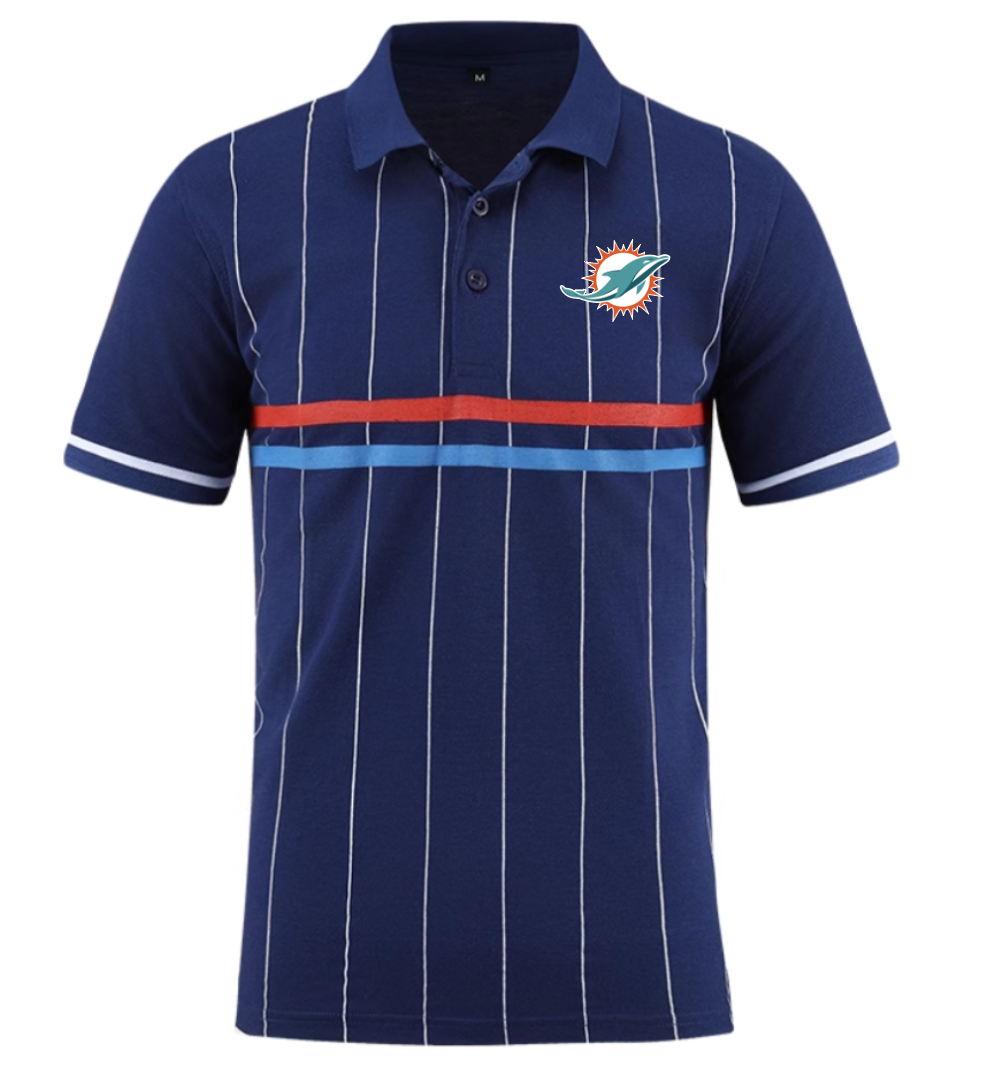 Miami Dolphins blue Men 2025 NFL polo T shirt